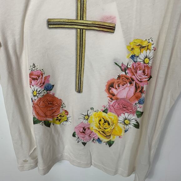 Wildfox M Confessional Johnny Ringer Tee Shirt Floral Roses Graphic Destroyed - Picture 5 of 11